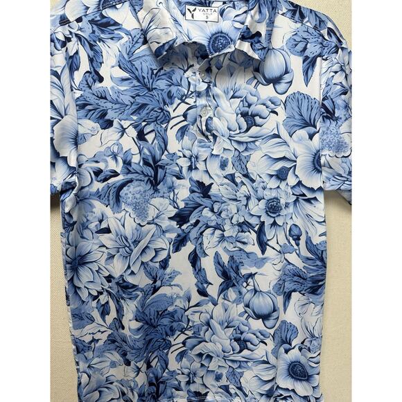 Yatta Golf Polo Shirt Kahakai Polu Blue Short Sleeve Size Men's Small EUC - Picture 4 of 9